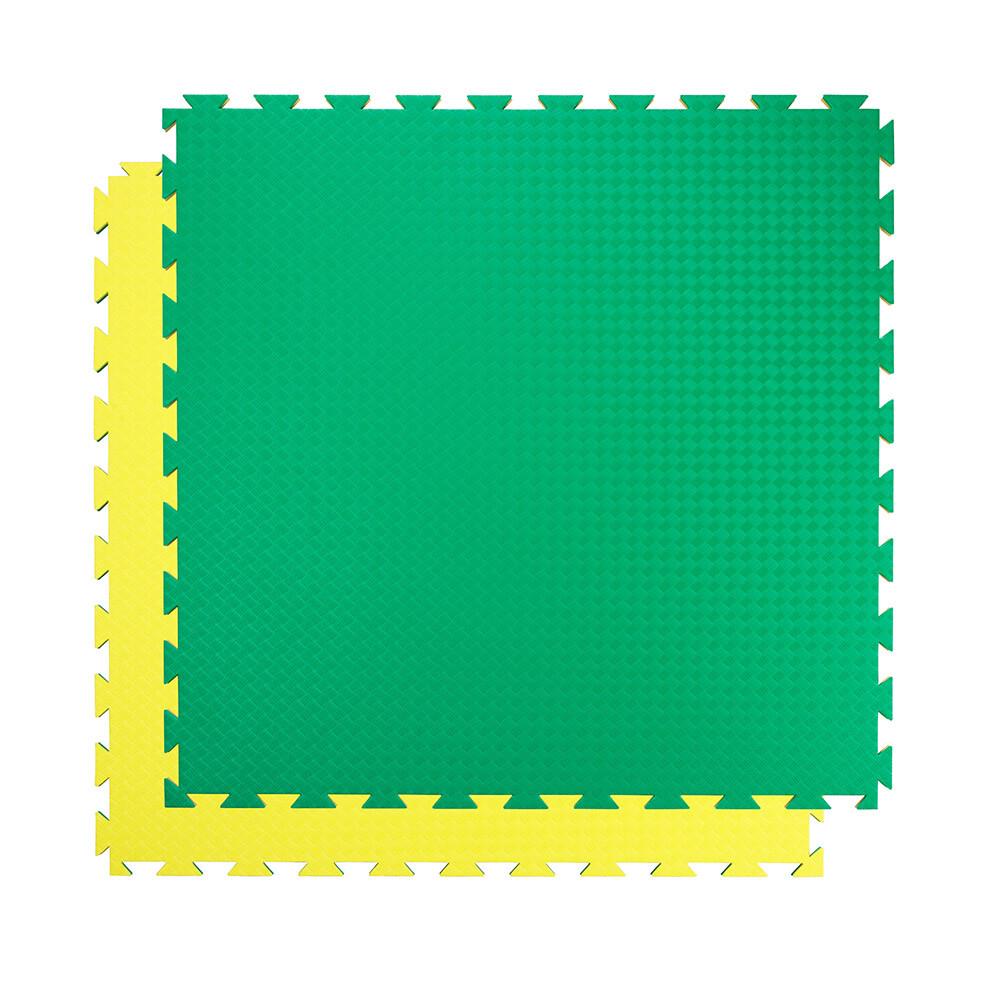 Kampfsportmatte Double Competition Standard 100x100x2,0cm 35-40° Grün-Gelb