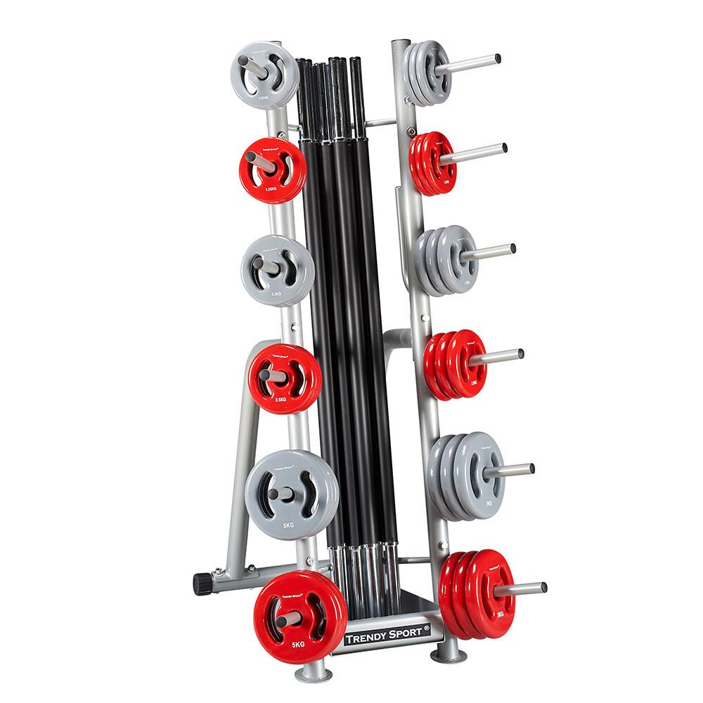 Side Pump Rack Premium Pump Set Rack RS Silbergrau – Storage for Up to 20 Bodypump Sets