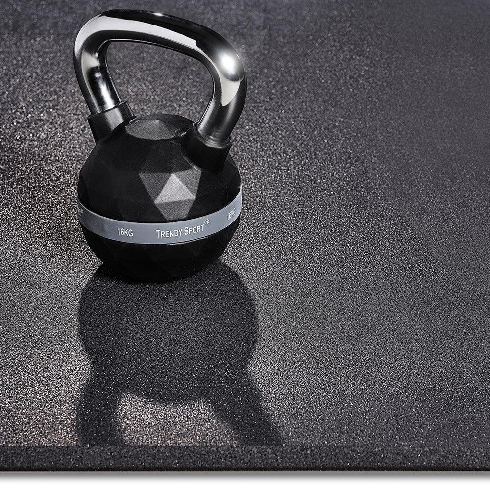 Floor protection mat rubber Segura middle piece Anthracite with Kettlebell