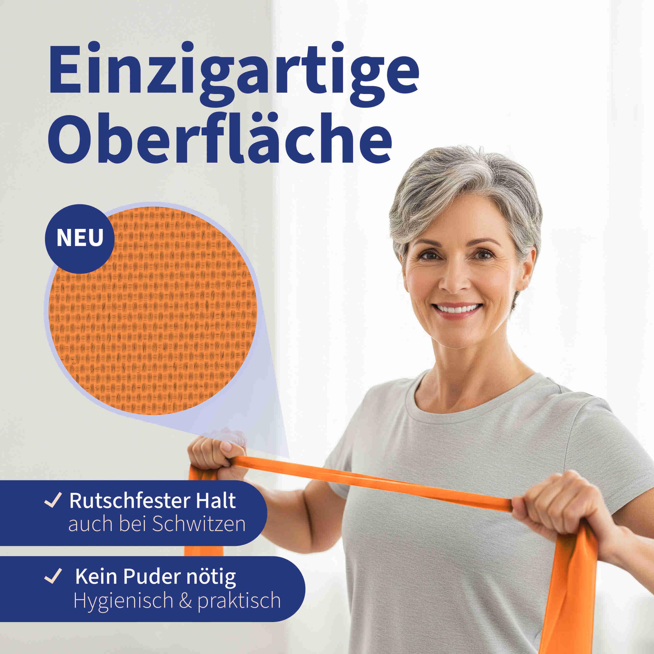 Theraband Trendy Limite Medical Fitnessband Orange Detailansicht der Oberflächenstruktur