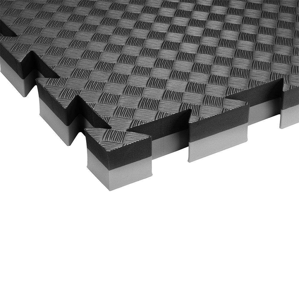 Kampfsportmatte Double Competition Judo Schwarz Grau Detailaufnahme Verzahnungssystem