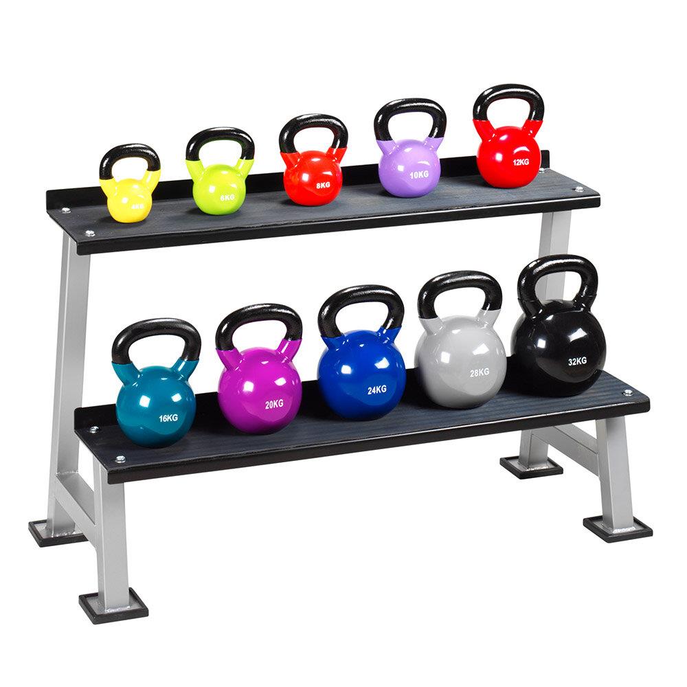 Kettlebell Rack with kettlebells vinyl