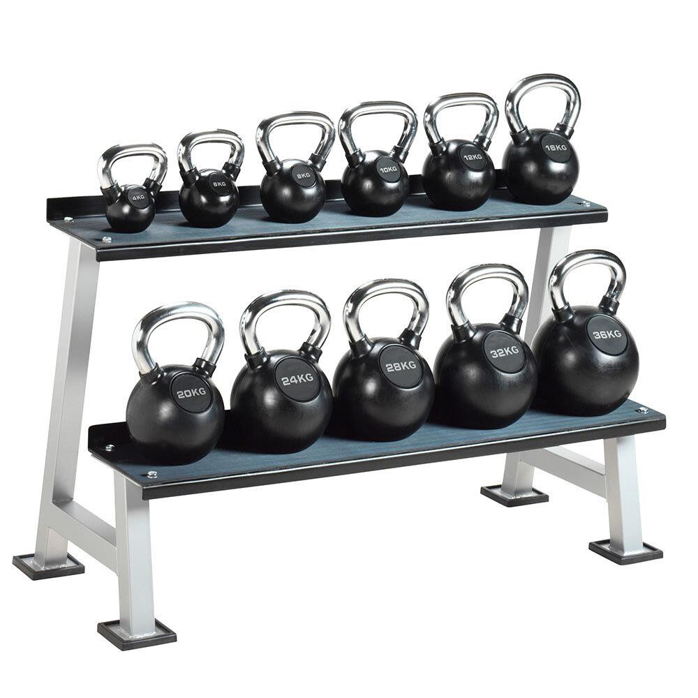 Kettlebell Rack with kettlebells chrome