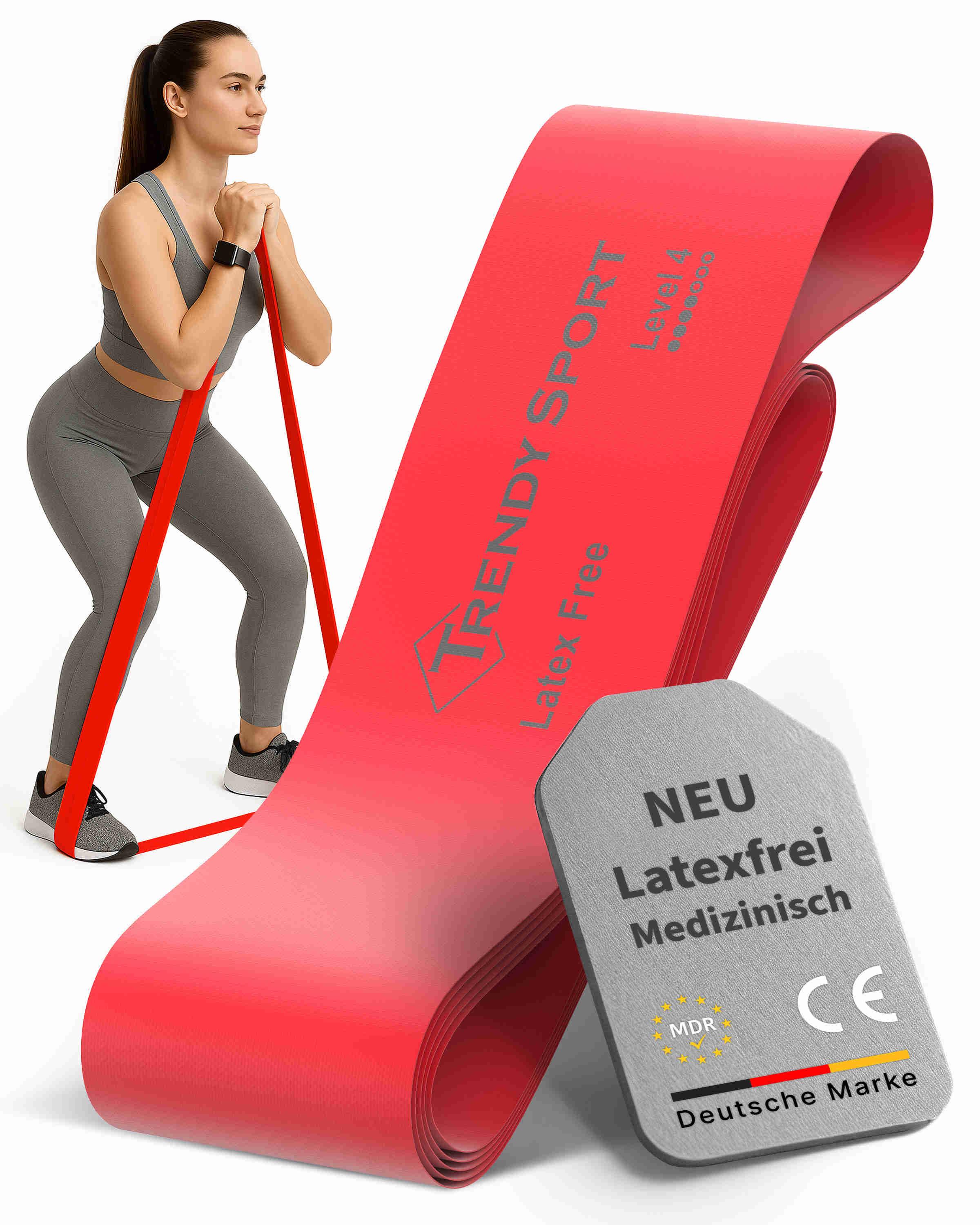 Theraband Trendy Limite Medical Titelbild Fitnessband Rot mit Frau