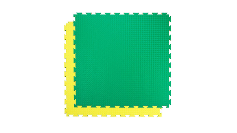 Kampfsportmatte Double Competition Profi 100x100x2,0cm 50-55° Grün-Gelb